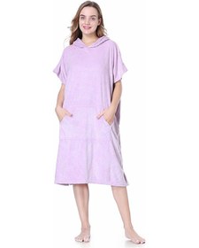 Resim Jeemson Plaj Ve Deniz Keyfi İçin Hızlı Kuruyan Kapüşonlu Havlu Bornoz - Mor Mor 