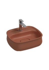Resim Isvea Fluido Tezgah Üzeri Çanak Lavabo 47 CM Bas-Aç Set Terracotta 