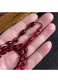 Resim 6X9 mm Bürokrat Boy Vişne Ateşi Kehribar Tesbih 