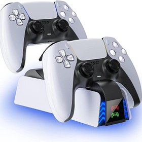Resim PS5 Dualsense Joystick Hızlı Şarj İstasyonu LED Göstergeli YH-54 Playstation 5 Controller Charger Dock 