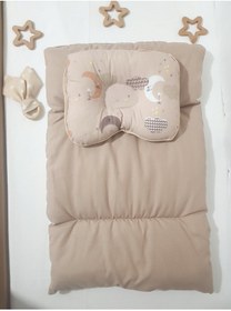 Resim bebek_iklimi Çift Taraflı Alt Açma Minderi Kahve ( BAŞ DÜZELTME YASTIĞI ve DİŞ KAŞIYICI AHŞAP HALKA HEDİYELİ ) 