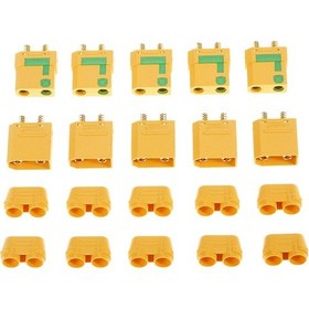 Resim Dianziye Amass Xt90 Erkek 5 Adet + Xt90-s Dişi 5 Adet Fıçya Seti İle 10 Adet Koruyucu Kılıf - Anti-parçacık Özelliği, Altın Kaplı Bakır, Dc 500v, 40a 