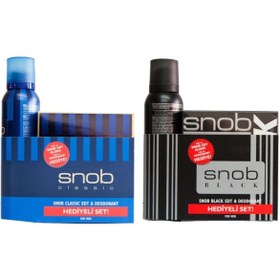 Resim Snob Black Ve Mavi Klasik Erkek Parfüm EDT 100 ML + Deodorant 150 ML 2'li Set 
