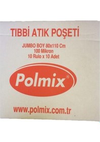 Resim Polmix Jumbo Boy Atık Torbası 10 Adet Kırmızı 80 x 110 CM 800 G 