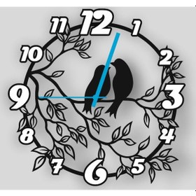 Resim Ahşap Kuşlar Ve Dallar Detaylı Duvar Saati 