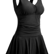 Resim Kadınlar İçin Vücut Kontrollü Bodycon Mayo Etekli Yüzme Kıyafeti 