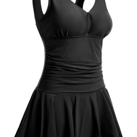 Resim Kadınlar İçin Vücut Kontrollü Bodycon Mayo Etekli Yüzme Kıyafeti 