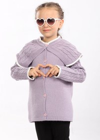 Resim Cloudy Kids Kız Çocuk Düğmeli Pelerin Yaka Triko Hırka 