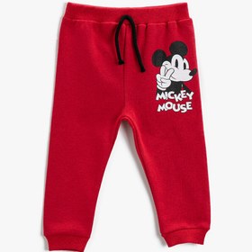 Resim Erkek Bebek Mickey Mouse Baskılı Belden Bağlamalı Jogger Eşofman Altı Lisanslı 