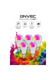 Resim Onvec Wifi+Bluetooth Destekli 9w Rgb 5 Adet Akıllı Ampul Tuya Rgb 