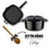 Resim Lava Döküm Trendy 4 Parça Siyah Tencere Tava Seti LV PY TSC 2426 K2 SET BL 