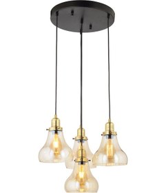 Resim Lampaluce Cono Modern Sarkıt Salon Avizesi 4'Lü Sarı 40X70Cm 