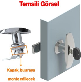 Resim Nzb Mandallı Kollu T Tipli Dolap Çekmece Kilidi 2 Anahtarlı Metal Mobilya Elektrik Pano Kilidi 1 Adet 