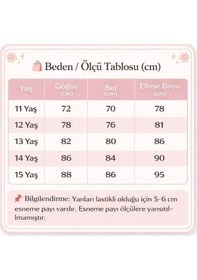 Resim Butikhappykids Kız Çocuk Askılı Pudra Balon Kollu Monoray Kumaş Abiye Elbise 11-15 Yaş Pudra 
