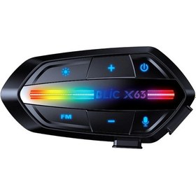 Resim X63 Motosiklet Kask Kulaklık Intercom Işıklı Motorsiklet Interkom 5.3 