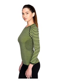 Resim Thermoform Ultimate Merino Kadın Seamless Termal Uzun Kollu İçlik Seti Yeşil Çok Renkli 