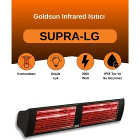 Resim Goldsun Supra 3000 Watt GSS30LG Düşük Işıklı Kumandasız Suya Dayanıklı Elektrikli İnfrared Isıtıcı-Siyah 