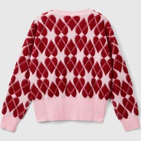Resim United Colors Of Benetton Benetton Bisiklet Yaka Desenli Kız Çocuk Kazak 1132q107c Çok Renkli 