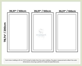 Resim Wall Molding Kit, Nested Rectangle Wall Trim - H: 200 W:100 / 25mm Trim on Both 
