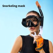 Resim Erkekler ve Kadınlar için Yüksek Çözünürlüklü Şnorkel Maske Seti, Evrensel Şnorkelle Yüzme Ekipmanı, Üç Hazine Şnorkelle Yüzme, Geniş Görüşlü Şnorkel Maskesi, Büyüme İçin Uygun Suya Karşı Dayanıklı Yüzme Maskesi, Tam Kuru Solunum Tüpü 