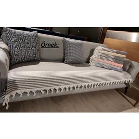 Resim Mandaş Pamuklu Kaymaz Hasır Dokuma Koltuk-Çekyat Örtüsü Takımı 3+ 