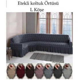 Resim StarMall Jakarli Şal Desen L.köşe Koltuk Örtüsü, Koltuk Kılıfı 350cm Antrasit 