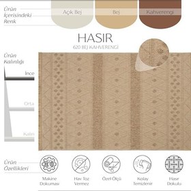 Resim Cool Halı Hasır 620 Bej Kahverengi Halı Antre Koridor Halısı İnce Halı Kilim Mutfak Halısı Kesme Halı Yolluk 