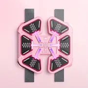 Resim MESSIONDY Mor/Turuncu/Pembe fitness boks tahtası, ışık uyarılarına yanıt olarak puan kazanmak için 6 bölüme sahiptir. Ayrıca müzik çalar ve 14 yaş ve üzeri kişiler için egzersiz yapmaya uygundur 