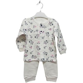 Resim Uğurböceğiçocuk Çıtçıt Düğmeli Desenli Alt Üst Takım Çocuk Pijama Takım 001 