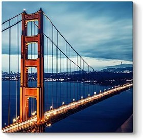 Resim Golden Gate Köprüsü Gece Işıklı Tablosu 40 x 40 