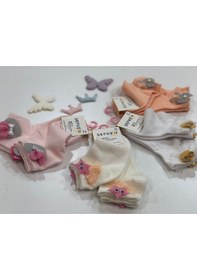Resim Kıpırık Baby 2 Çift Kız Çocuk Beyaz Renkli Fiyonk Detaylı Desenli Soket Çorap-1110 Beyaz 