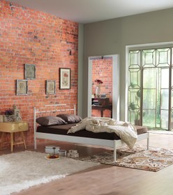 Resim Unimet Hatkus-s Çift Kişilik Ferforje Metal Karyola-beyaz (AHŞAP LATALI) 