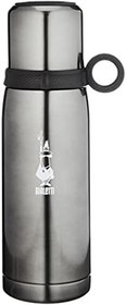 Resim Bialetti - Termos - 460mL - Koyu Gri Renk - Paslanmaz Çelik - Çift Katmanlı - 12 Saat Sıcak 24 Saat Soğuk Tutar - Bardaklı Kapak Özelliği 
