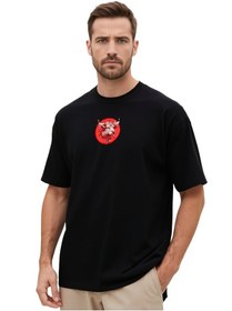 Resim Boğa Oversize Unisex T-shirt Siyah 