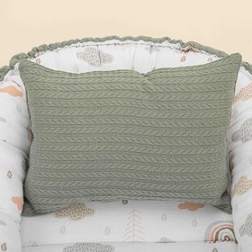 Resim Babynest ve Yastık - Çift Taraflı - Koyu Yeşil Örgü - Yeşil Gökkuşağı 