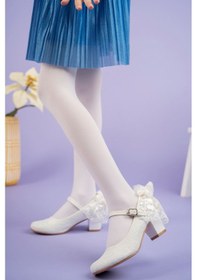 Resim Epaavm - Topuklu Gümüş Simli Kız Çocuk Ayakkabı - Mwm010216p Beyaz 