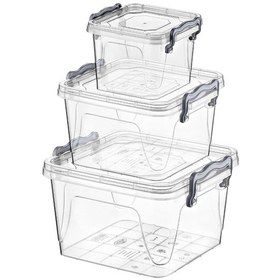Resim Hobby Life Plastik 3Lü Kare Saklama Kabı Çok Renkli 