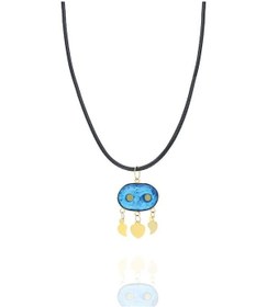 Resim Gümüş Kolye Kordonlu Midyat Boncuğu Sarı Renk Nazarlık Uc-365 