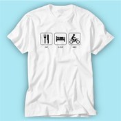Resim Eat Sleep Ride Beyaz Baskı Logo Tshirt Modeli 
