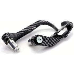 Resim Tongdashop Siyah Karbon Fiber Desenli Evrensel Motosiklet El Koruyucu Seti 
