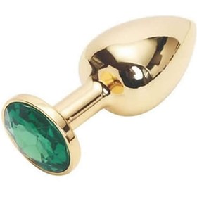 Resim Pretty Love Gold Metal Yeşil Renk Taşlı Süper Lüks Anal Plug Anal Tıkaç 