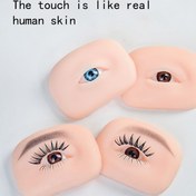 Resim 5D Silikon Gerçekçi Göz Uygulama Modelleri, Sol ve Sağ Kirpik ve Kaş Eğitim Araçları, Profesyonel Eğitim İçin Kokusuz Makyaj Uygulama Kılavuzları 