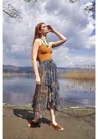 Resim Beli Lastikli Etnik Etek-Std-Indigo Inka İndigo 