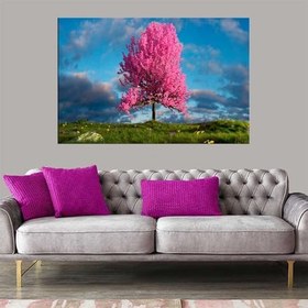 Resim Miyrem (937) Exclusive Serie" Pembe Ağaç ve Gökyüzü Kanvas Tablo 100 x 70 
