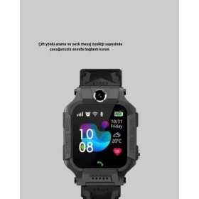 Resim Erbar S10 Akıllı Çocuk Saati Siyah Tasarım Adımsayar ve Alarm Fonksiyonu - M861R609-K57861 