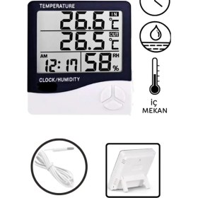 Resim Ecofast Dijital Termometre Problu Oda Termometresi Sıcaklık ve Nem Ölçer Iç Mekan Termometresi 