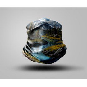 Resim Buffalo Dağ Tasarımlı Motorcu Buff Maske Outdoor Boyunluk Unisex Bandana 