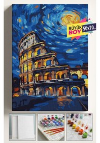 Resim Sayılarla Boyama Seti Numaralı Tuval Fırça Boya Dahil Kasnaklı Set 50x70 Cm - Yıldızlı Gece Kolezyum 