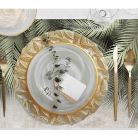 Resim Palmiye Yapraklı Kumaş Amerikan Servis 4'lü Set 35x50cm -keten, Ulusl. Yıkama Ve Solmama Sertifikası Çok Renkli 