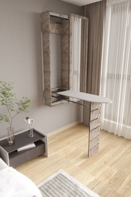 Resim mokaparkavm Aydınlık Ütü Masası Aynalı Dolaplı Katlanabilir Ütü Masası 